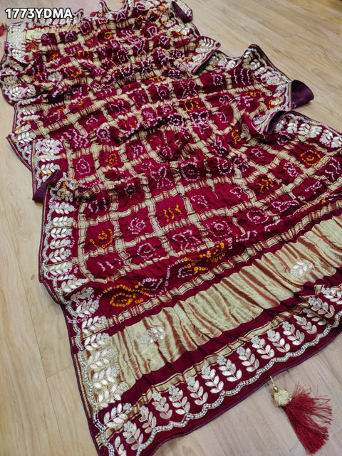 KcPc Pure Gaji Silk Bandhani Dupatta with Hand Gota Patti Work  AMT