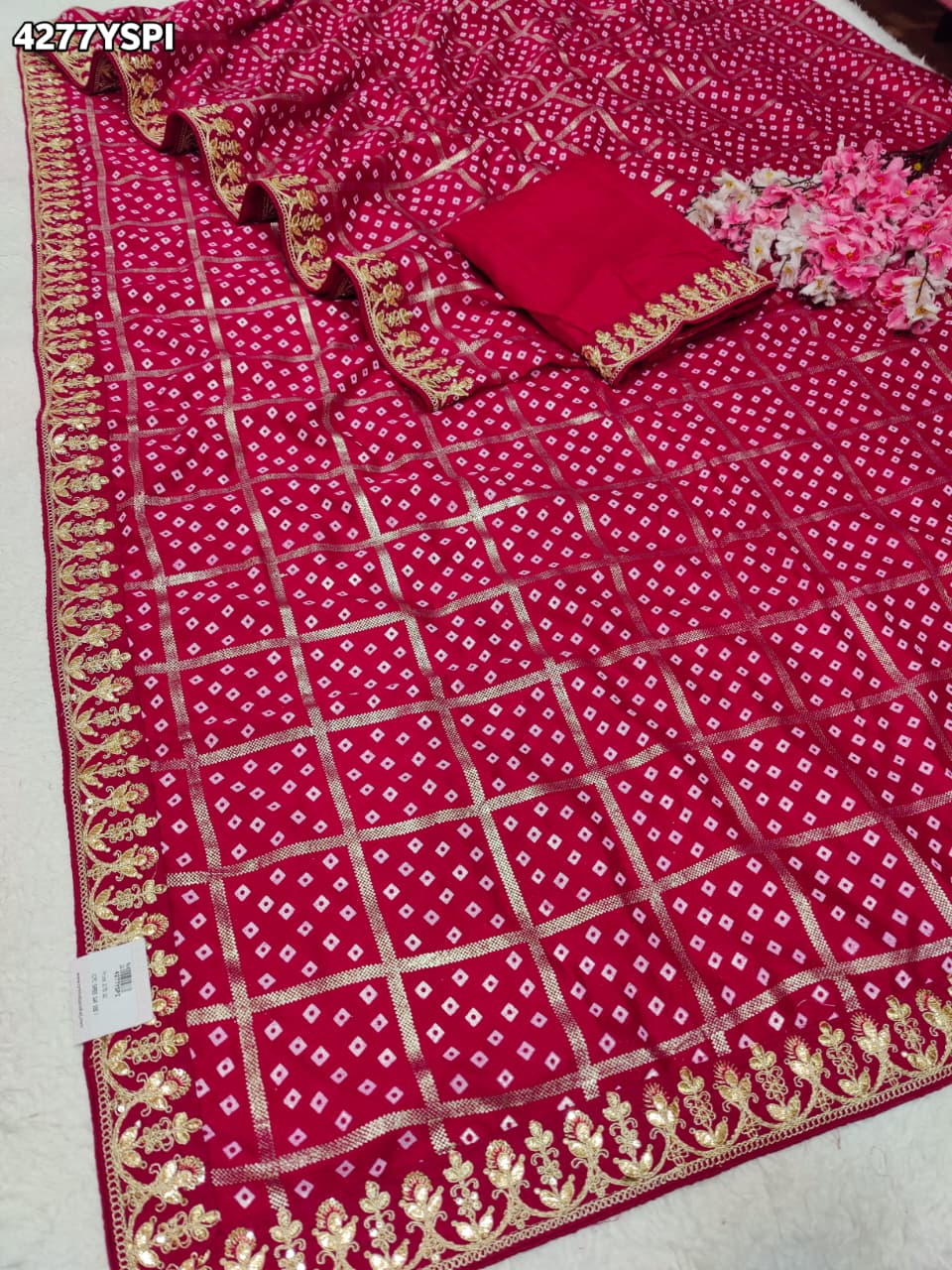 Buy Dola Silk With Bandhani StyleSareeKcPc 