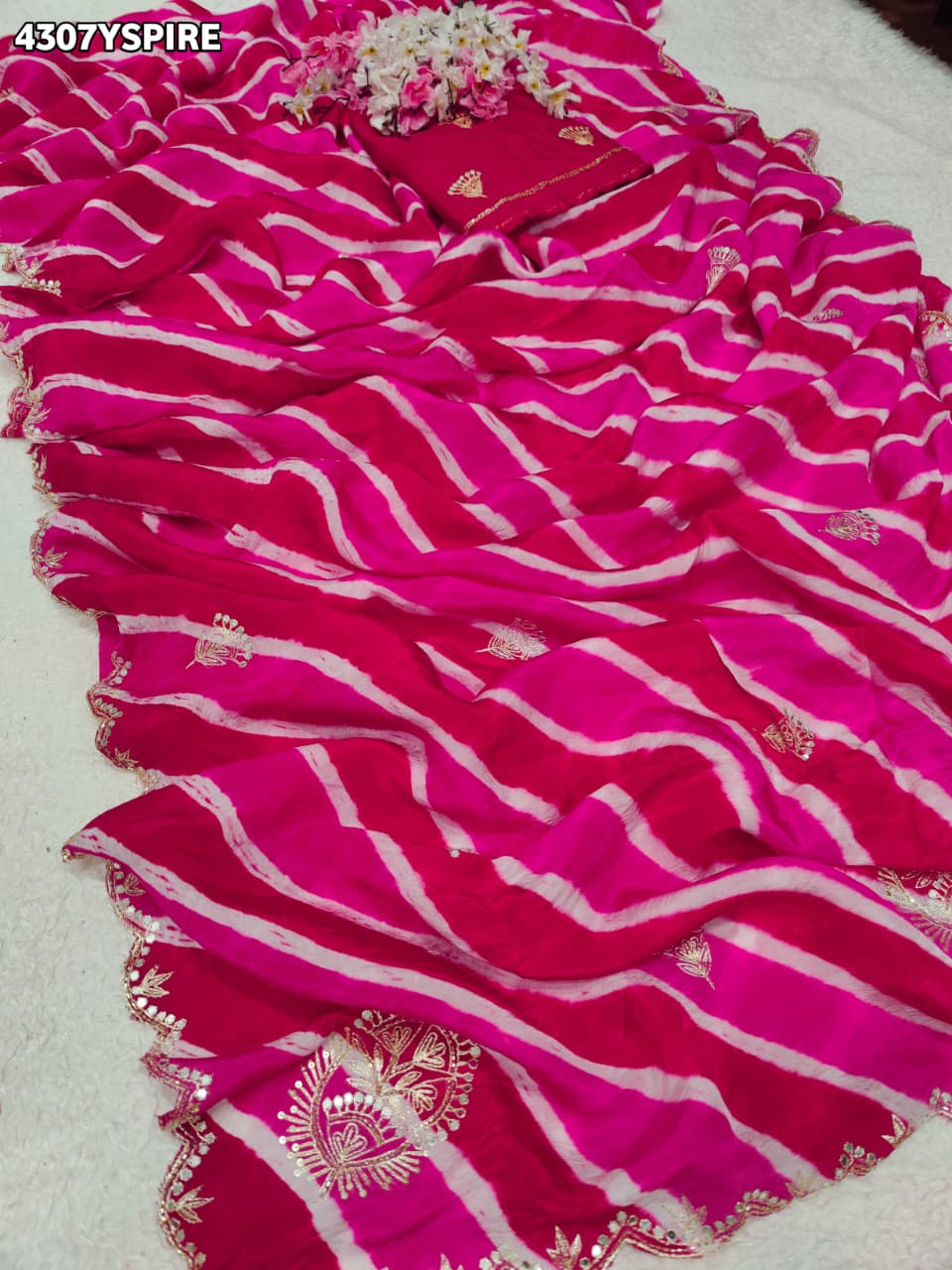 Buy HO Silk Saree With Leheriya Style KcPc 