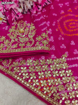 Buy Gaji Silk Bandhani Stye Saree KaPc 