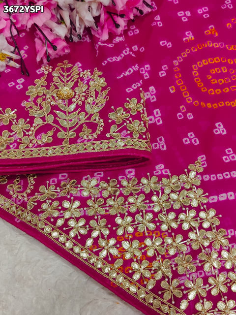Buy Gaji Silk Bandhani Stye Saree KaPc 