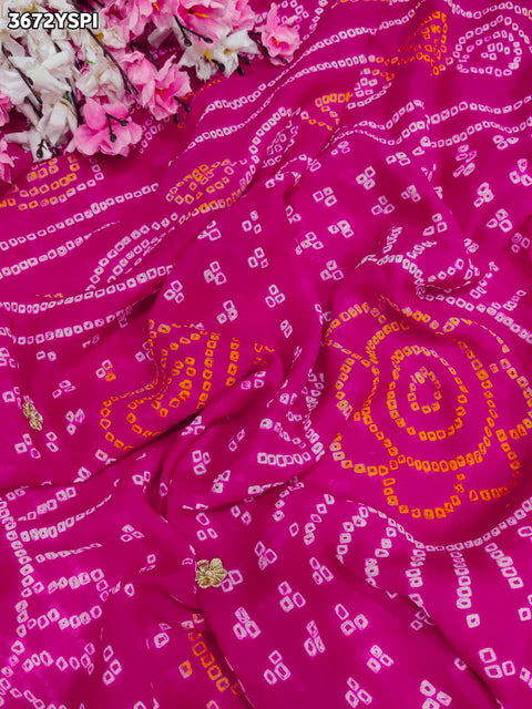 Buy Gaji Silk Bandhani Stye Saree KaPc 