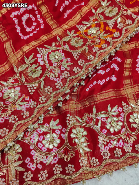 Buy Gaji Silk Bandhani Style Saree KcPc