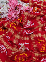 Buy Gaji Silk Bandhani Style Saree KcPc