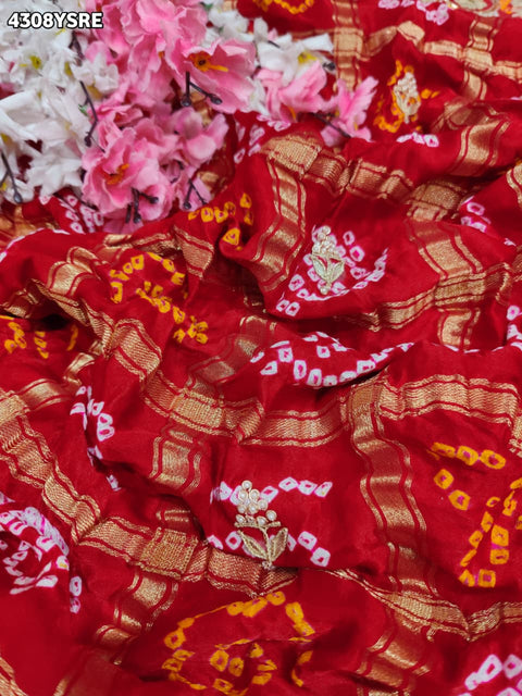 Buy Gaji Silk Bandhani Style Saree KcPc