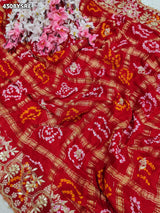 Buy Gaji Silk Bandhani Style Saree KcPc