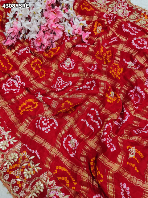 Buy Gaji Silk Bandhani Style Saree KcPc