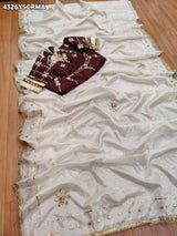 Buy Creap Silk Saree WithDesigner Style KcPc 