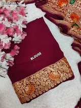 KcPc Pure Khaddi Georgette Saree with Royal Meenakari