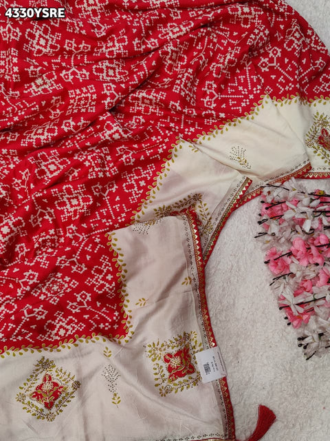KcPc New Ajrakh Style Creap Silk Saree with Stone Work Saree STR