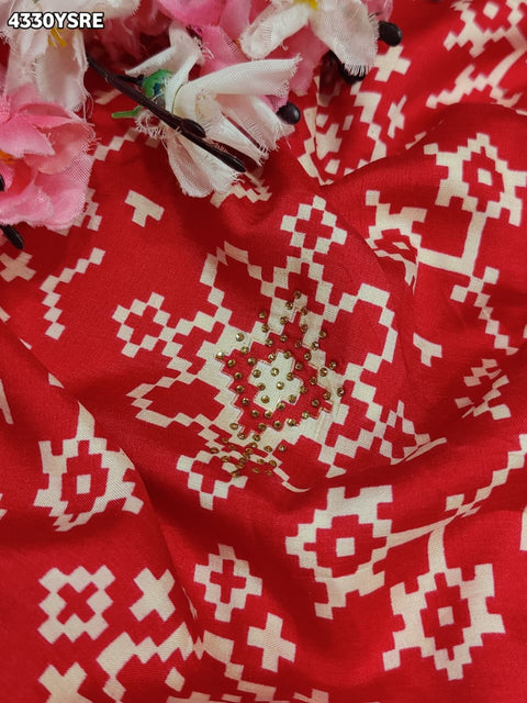 KcPc New Ajrakh Style Creap Silk Saree with Stone Work Saree STR