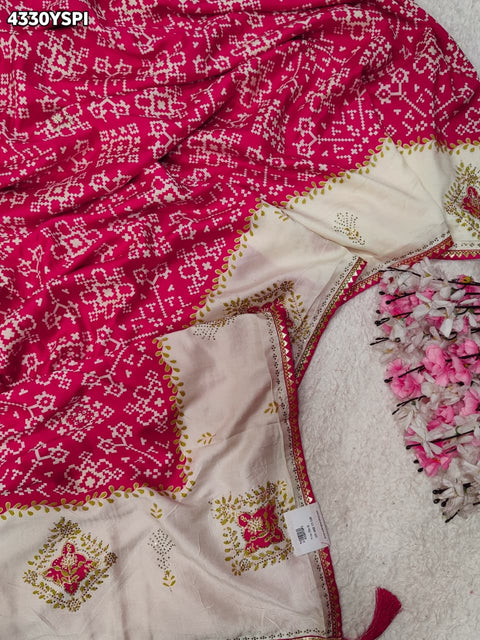 KcPc New Latest Ajrakh Style Creap Silk Saree with Stone Work Saree STR