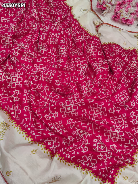 KcPc New Latest Ajrakh Style Creap Silk Saree with Stone Work Saree STR