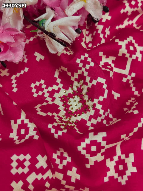 KcPc New Latest Ajrakh Style Creap Silk Saree with Stone Work Saree STR
