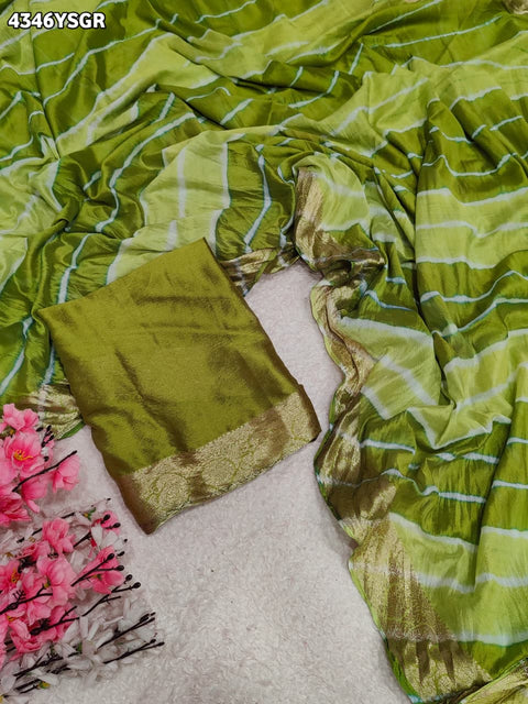 KcPc Royal Ethnic Wear Saree with Designer Leheriya Style and Zari Border  SFS