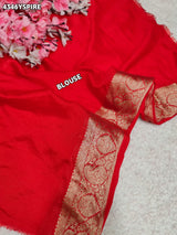 KcPc Beautiful Traditional Chinon Saree with Rich Zari Border FinishSFS