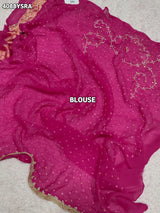 Buy Traditional Khaddi Georgette Bandhani Saree with Cutdana White Beads Work