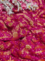 Buy Traditional Khaddi Georgette Bandhani Saree with Cutdana White Beads Work