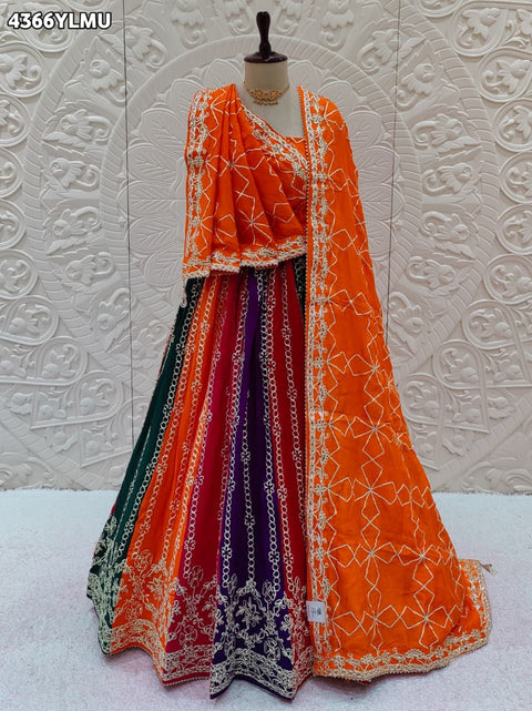 KcPc New Premium Designer Style Georgette Chiffon  Lehenga with Beautiful Gota Patti Detailing  GOR
