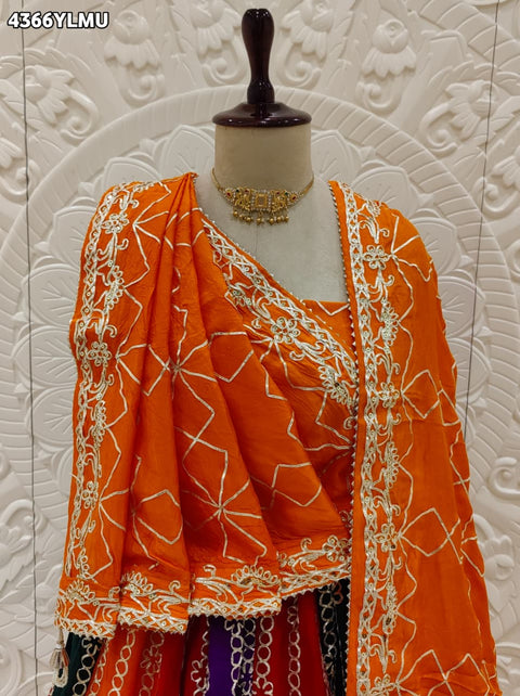 KcPc New Premium Designer Style Georgette Chiffon  Lehenga with Beautiful Gota Patti Detailing  GOR