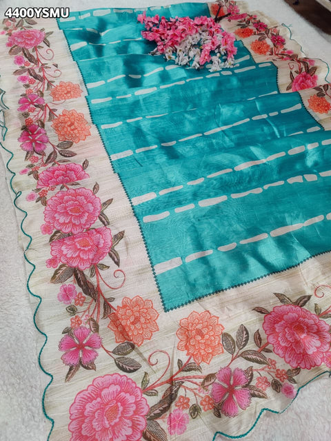 KcPc Premium Tissue Silk Floral Print Saree for Festive & Traditional Wear  VJT