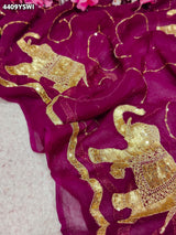 KcPc New Royal Festive Wear Chiffon Saree Crafted with Beautiful Aari Tari EmbellishmentDWA