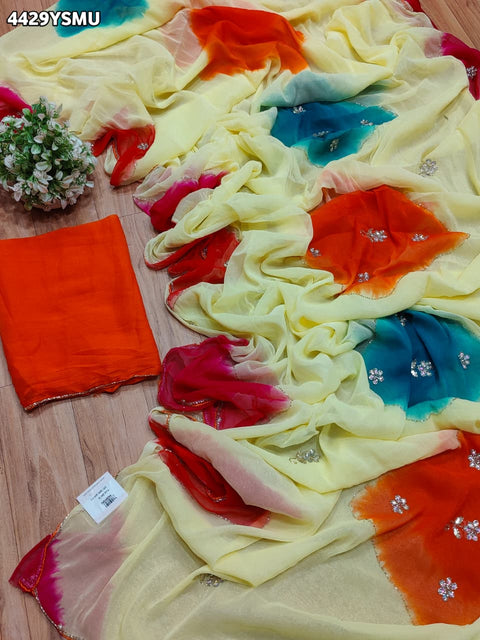 KcPc New Luxury Chiffon Saree with Elegant Cutdana Embellishment Finish SHCR