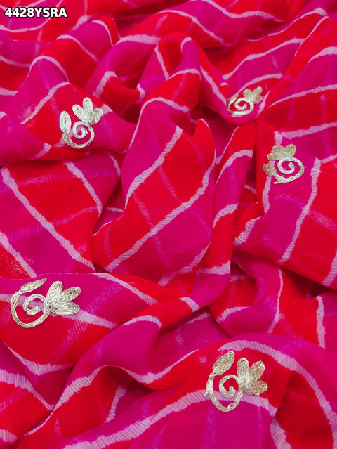 KcPc New Premium Leheriya Kalamkari Style Saree Crafted in Soft Chiffon Georgette Fabric  VND