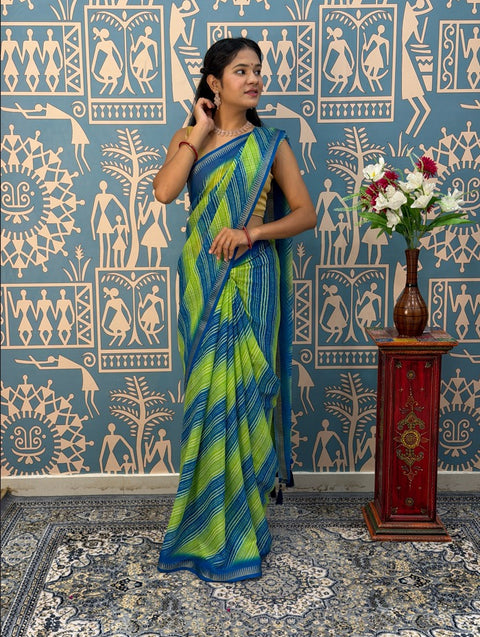 KcPc Premium Leheriya Style Saree Crafted in Soft Pure Chiffon Fabric