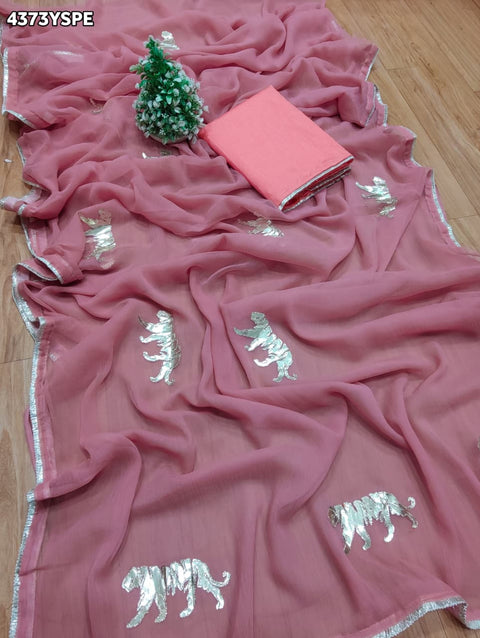 KcPc New Beautiful Chiffon Saree with Rich Gota Work and Royal Appeal