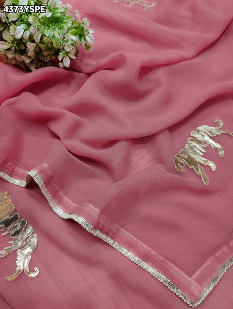 KcPc New Beautiful Chiffon Saree with Rich Gota Work and Royal Appeal