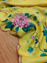 KcPc Premium Kalamkari Style Saree with Rich Cutdana EmbellishmentASH