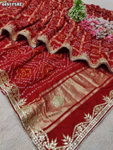 KcPc New Beautiful Bandhani Style Saree with Premium Gotapatti Detailing