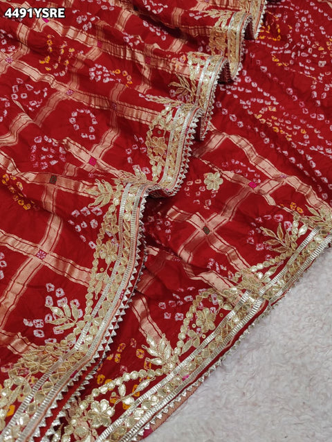 KcPc New Beautiful Bandhani Style Saree with Premium Gotapatti Detailing