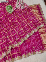 KcPc New Royal Gaji Silk Bandhani Saree with Elegant Gotapatti Work