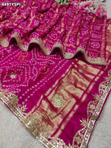 KcPc New Royal Gaji Silk Bandhani Saree with Elegant Gotapatti Work