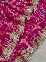 KcPc New Royal Gaji Silk Bandhani Saree with Elegant Gotapatti Work