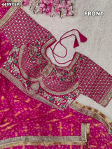 KcPc Georgette Bandhani Saree with Embroidery Work BAL