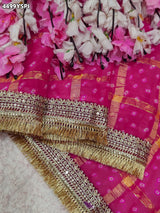 KcPc Georgette Bandhani Saree with Embroidery Work BAL