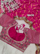 KcPc Georgette Bandhani Saree with Embroidery Work BAL