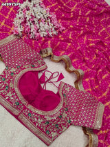 KcPc Georgette Bandhani Saree with Embroidery Work BAL
