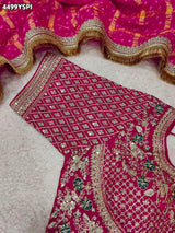 KcPc Georgette Bandhani Saree with Embroidery Work BAL