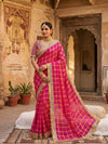 KcPc Georgette Bandhani Saree with Embroidery Work BAL