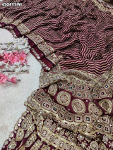 KcPc New Traditional Gaji Silk Ajrakh Saree with Elegant Mirror WorkSVD