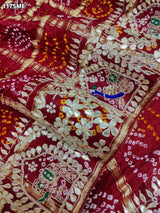 KcPcPure Gaji Silk Bandhani Saree with Handcrafted Gotapatti Work AMT
