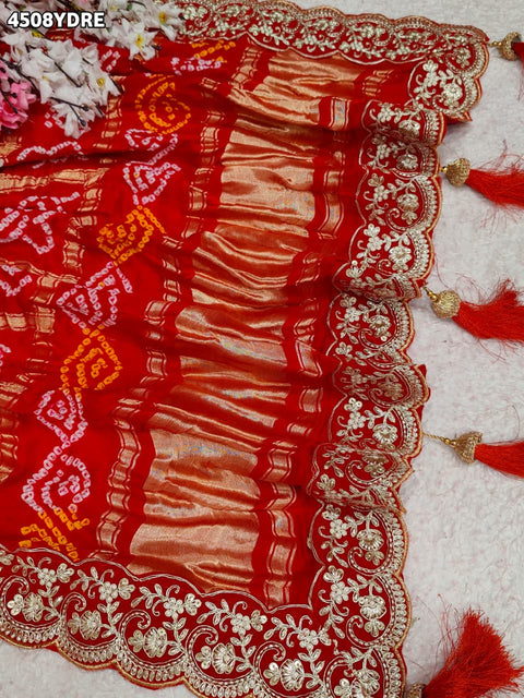 KcPc New Premium Handcrafted Bandhani Gaji Silk Dupatta