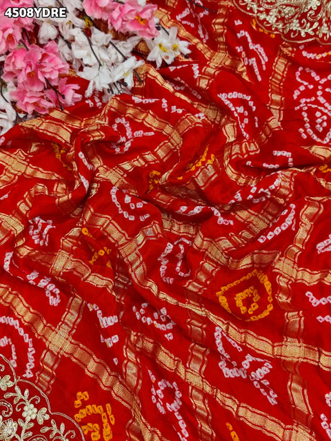 KcPc New Premium Handcrafted Bandhani Gaji Silk Dupatta