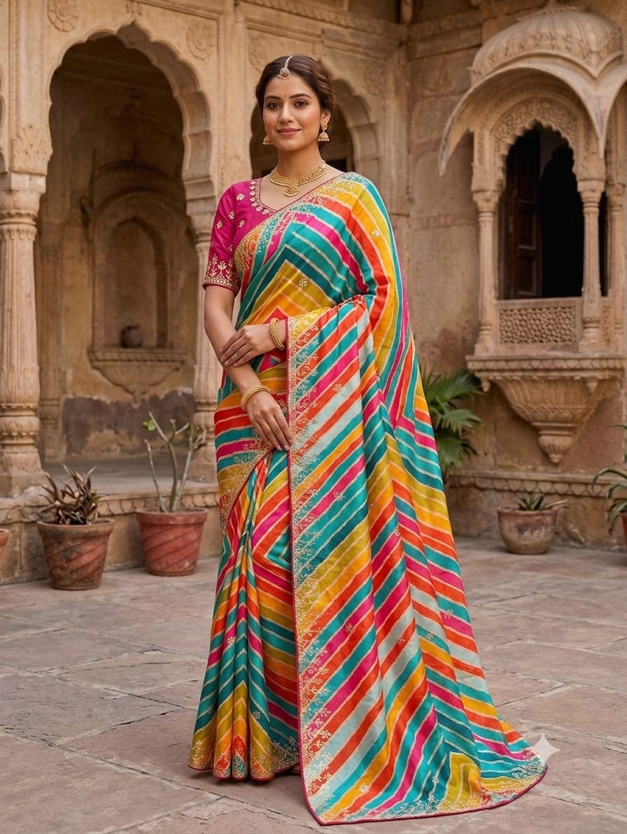 KcPc Premium Leheriya Style Sarees for Festive WearGAN