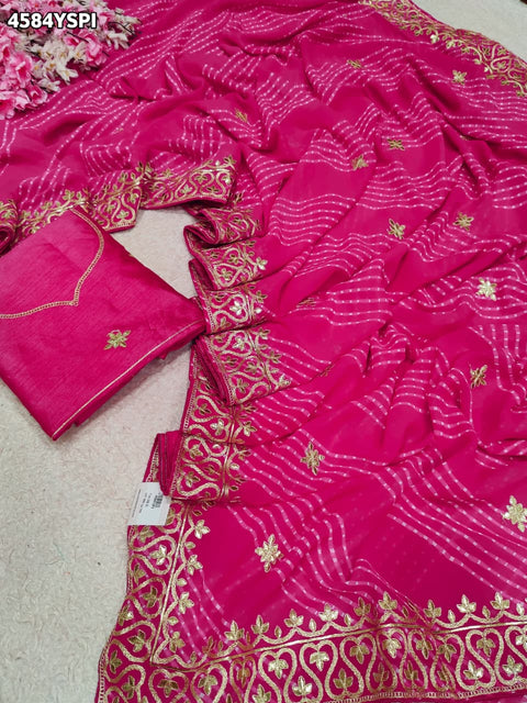 KcPc Premium Gotapatti Work Leheriya Sarees Collection  SWA