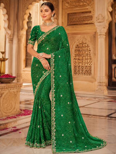 KcPc Premium Bandhani Georgette Saree for Festive Wear  BAL